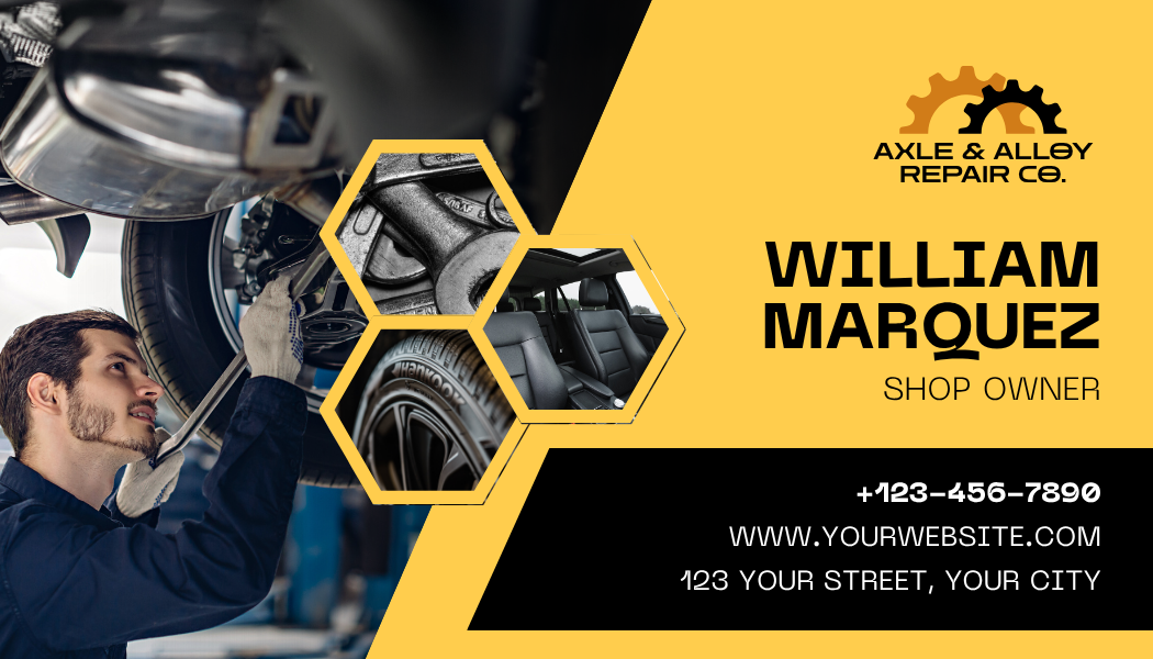Auto repair business card example.