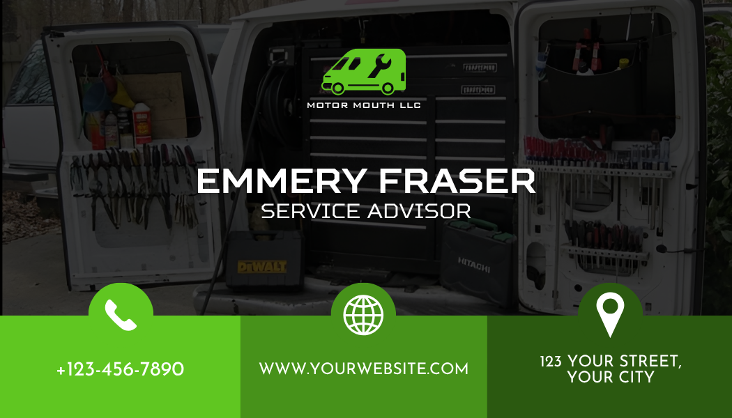 Mobile mechanic business card example.
